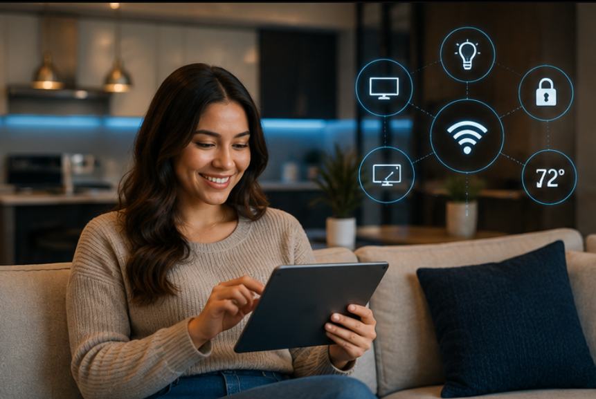 Resident using connected home technology